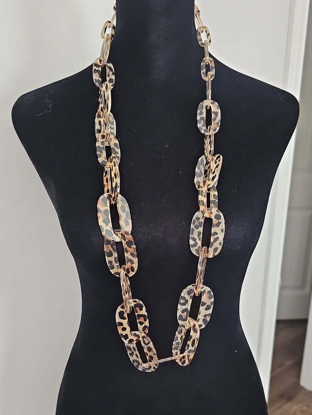 Chico's Leopard Print Resin Link Necklace - Women Jewelry